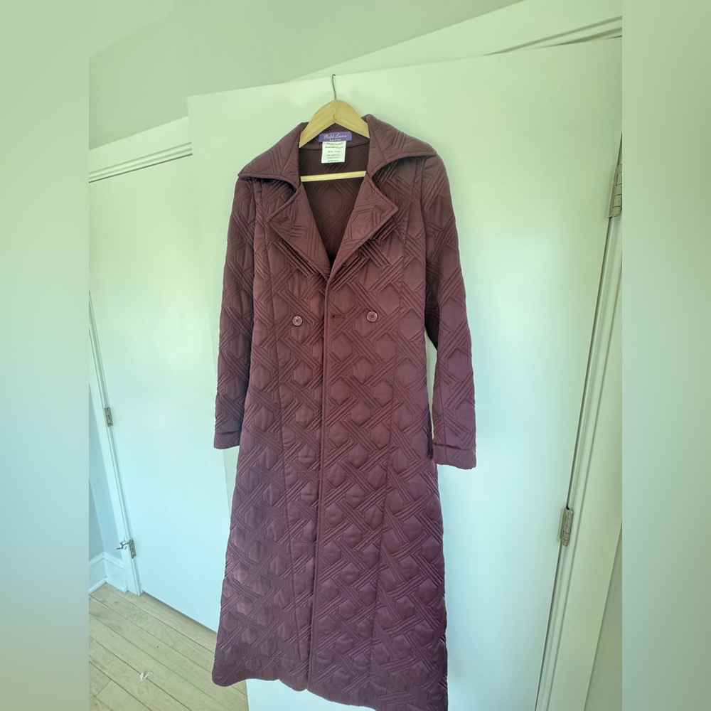 Ralph Lauren Purple Label Quilted Long Coat in Mauve Plum